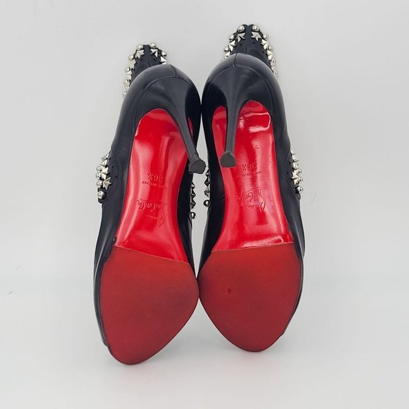 Christian LOUBOUTIN Heels ROUCOULOUCOU 100 Black Silver Star Studded Pumps 36.5 - Picture 4 of 6